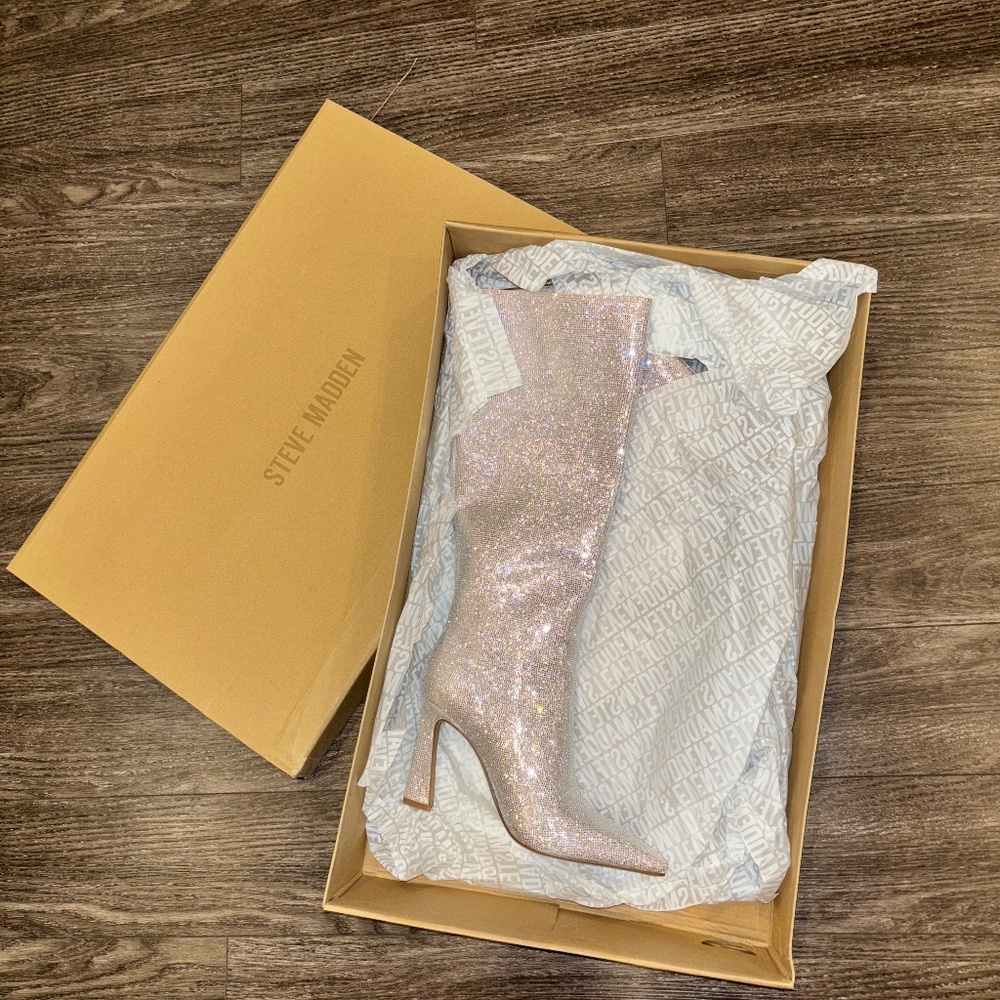 Steve Madden SHAYNA-R SILVER boots size 7